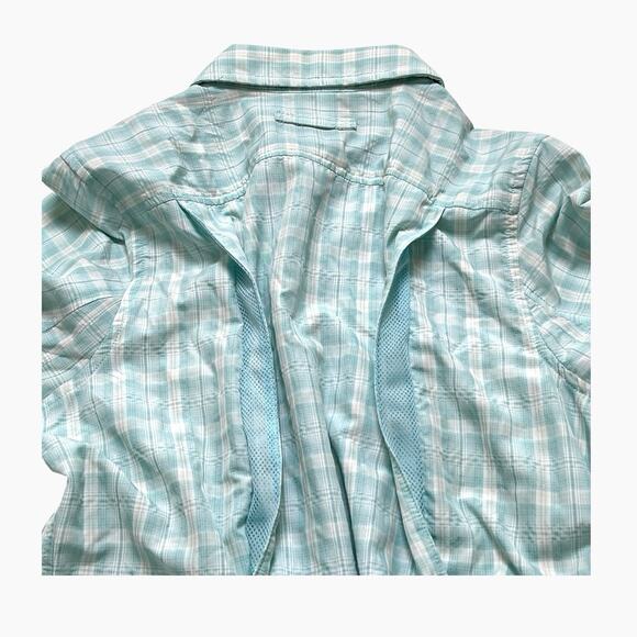 Duluth Trading Co Shirt Womens Medium Vented Mesh Long Sleeve Roll Tab Button Up - Picture 6 of 11